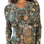 Vintage Mesh Tunic with Embellished Collar (S/M)