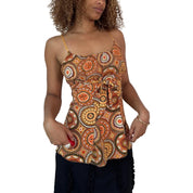 Vintage Orange Paisley Mesh Cami Top (S)