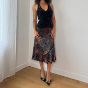 Vintage Sequin Silk Halter Top (M)