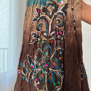 Vintage Brown Blue Sequin Maxi Skirt (XS/S)