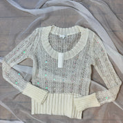 Vintage Knit Sweater with Sequins Detailing (S/M)