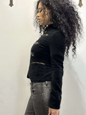 Vintage Black Cropped Military Jacket (XS/S)