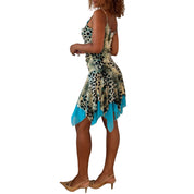 Vintage French Mesh Leopard Print Handkerchief Mini Dress (S/M)