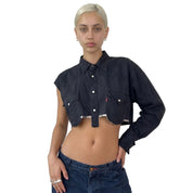 Vintage Levi’s Black Denim Cropped Shirt (S)