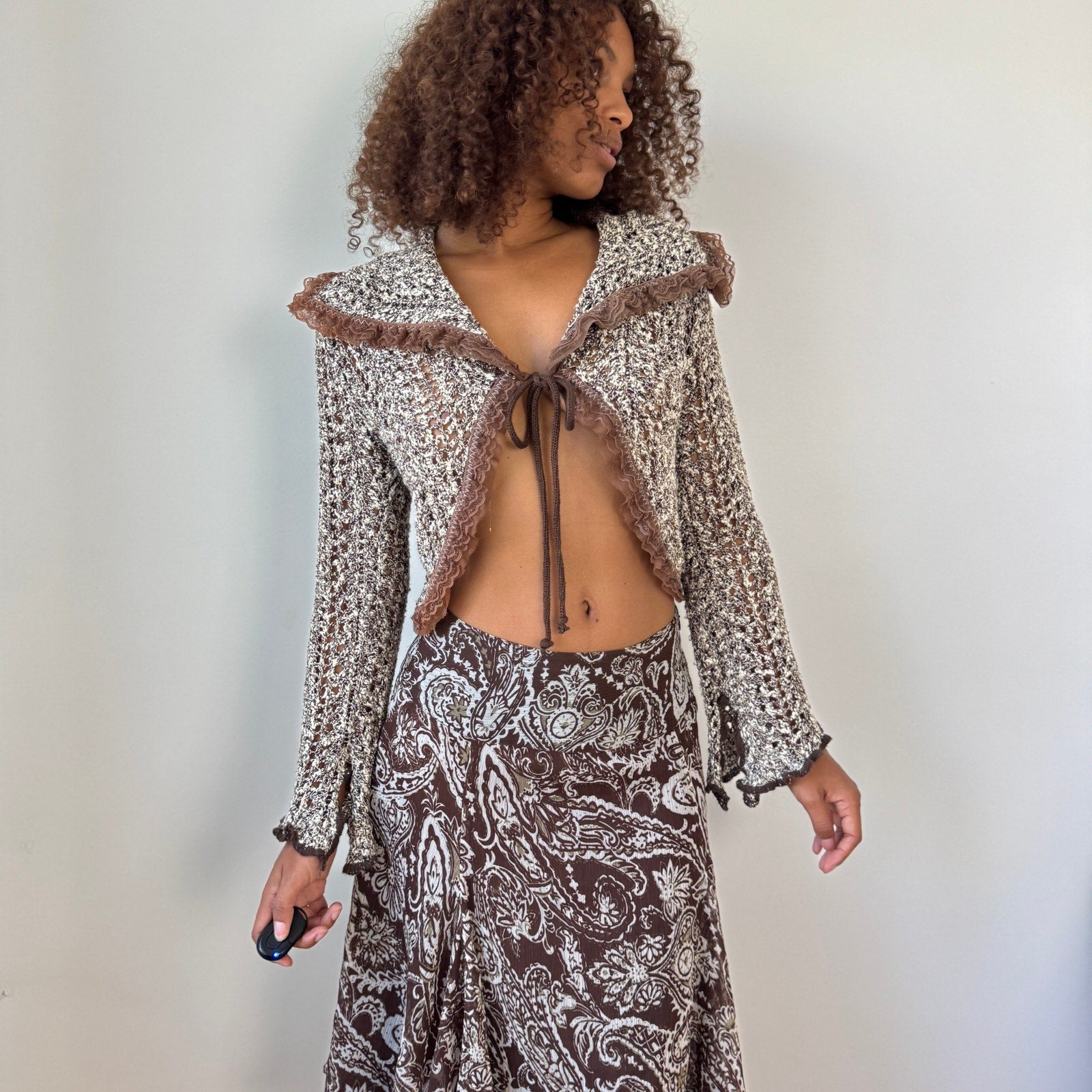 Vintage Tie-Front Knit Cardigan (S)