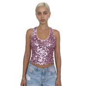 Vintage Pink Iridescent Sequin Tank Top (S)