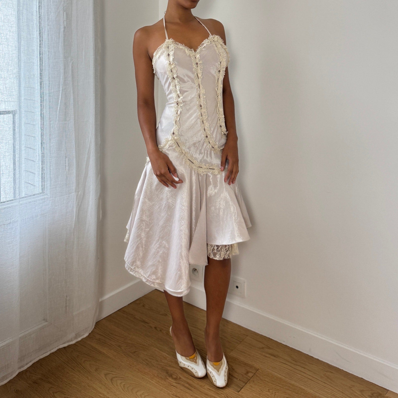 Vintage Italian Halter Asymmetric Dress (XS/S)