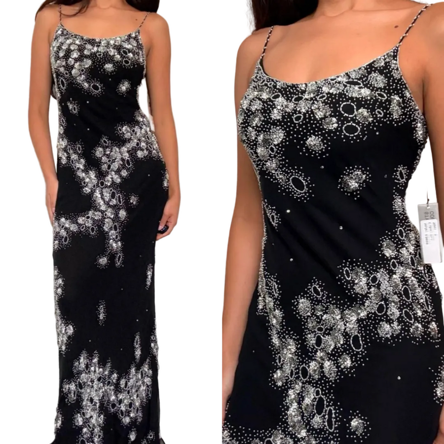 Deadstock Silk Beaded Maxi Dress (S/M)
