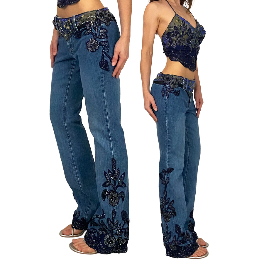 Energy Angel Embellished Low to Mid Rise Fairy Jeans (S/M)