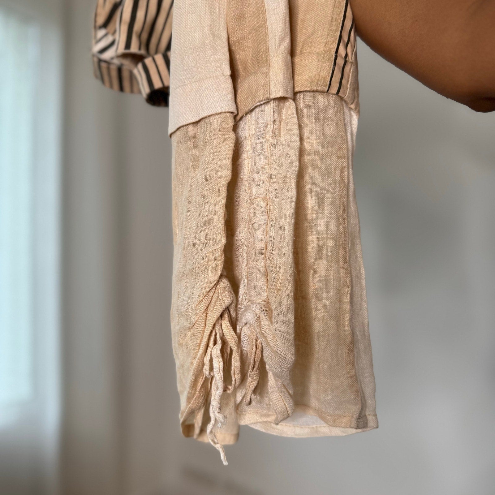 Vintage Italian Striped Linen Cropped Trousers (XS/S)