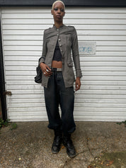 Vintage Cotton Napoleon Military Button-up Jacket (S)
