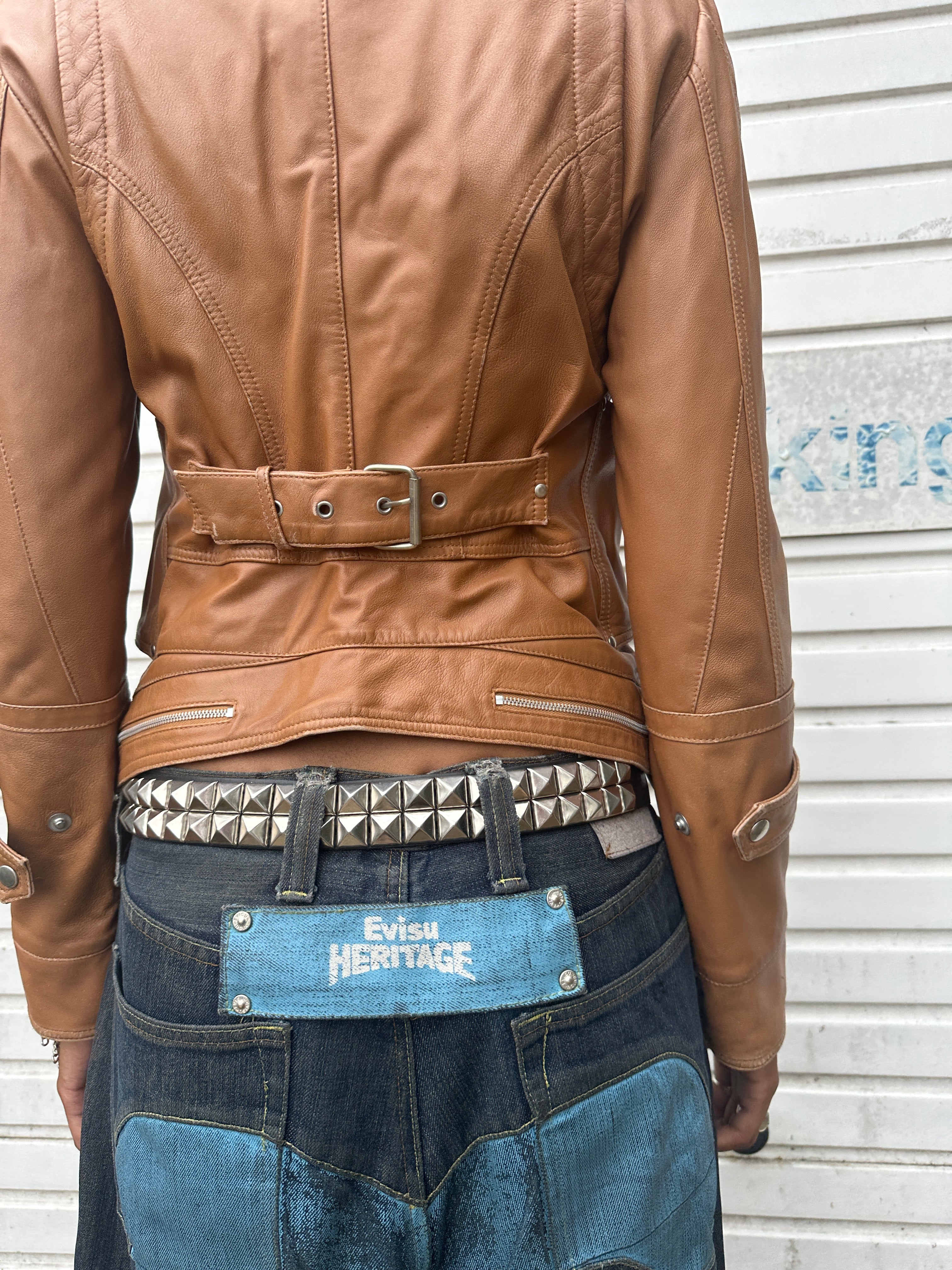 Vintage Brown Buckle Italian Leather Jacket (S)