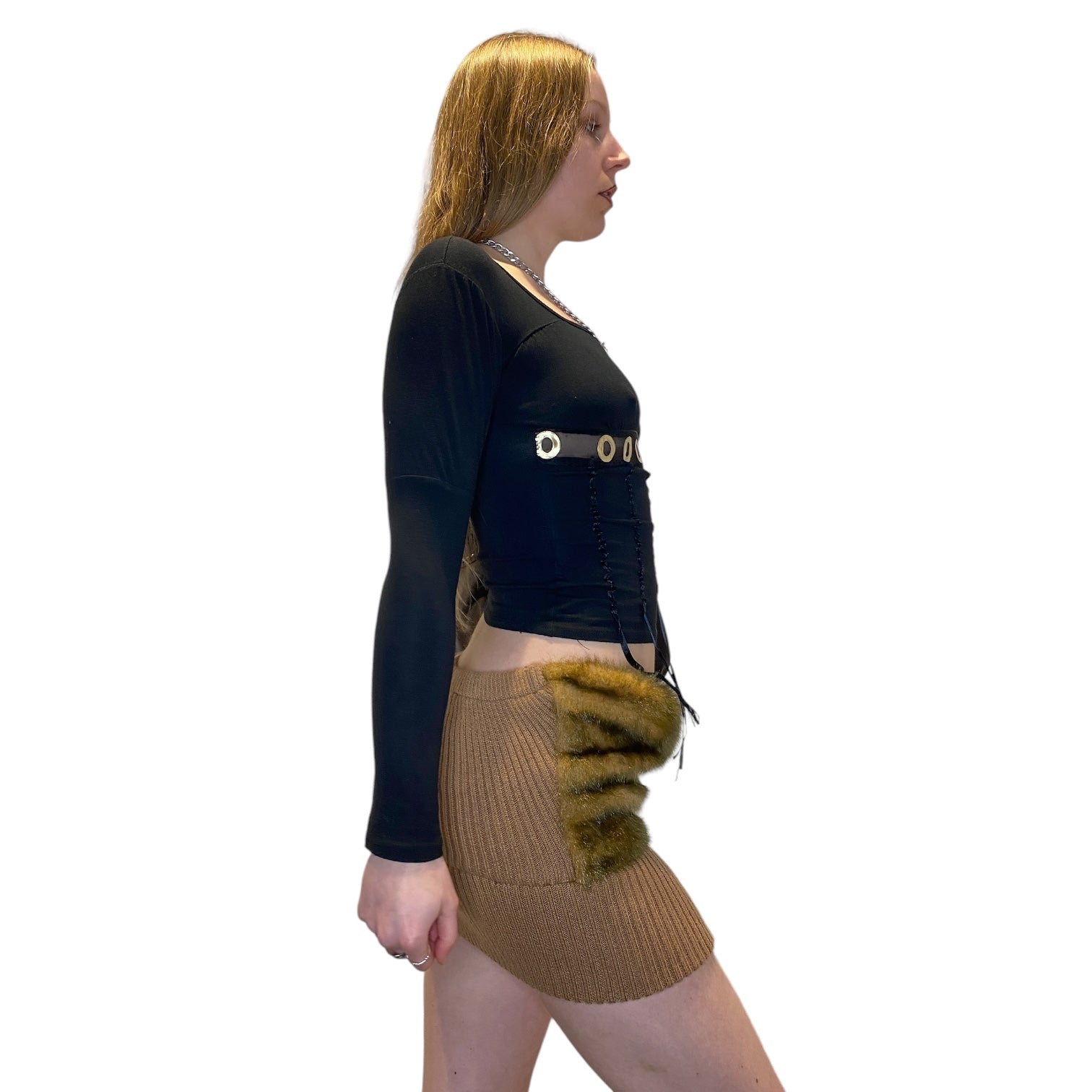 90s Italian Grunge Black Mesh Long Sleeve (S)