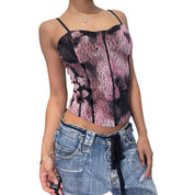 00s abstract floral lace corset bustier top (XS/S)