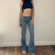 00s Denim Jeans low rise and flare leg fit (XS)