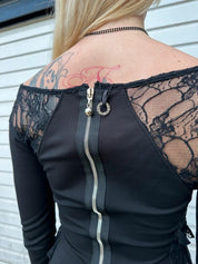 Vintage Save the Queen! Black Lace Midi Dress (S)