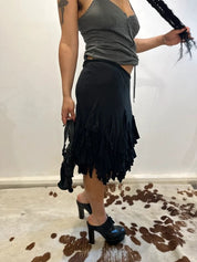 Vintage Ralph Lauren Romantic Ruffle Cotton Midi Skirt (S/M)