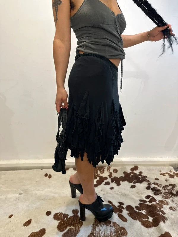 Vintage Ralph Lauren Romantic Ruffle Cotton Midi Skirt (S/M)
