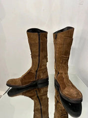 Vintage Boho Italian Brown Suede Knee High Calf Boots (US 5)