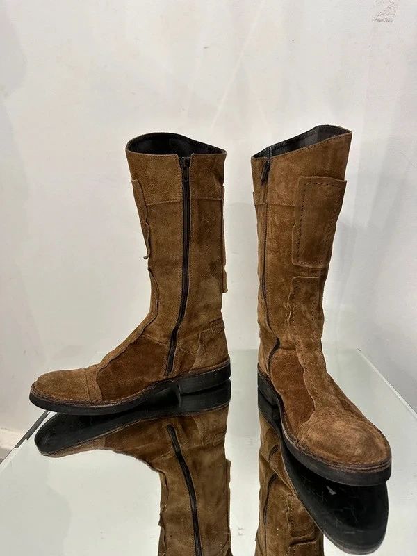 Vintage Boho Italian Brown Suede Knee High Calf Boots (US 5)