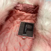 90s pink leather jacket fur trim (XS/S)