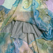 00s green paisley silk mesh mini skirt (XS/S)
