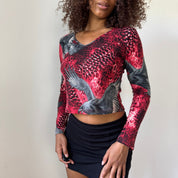 Vintage Italian Graphic Slinky Top (M)