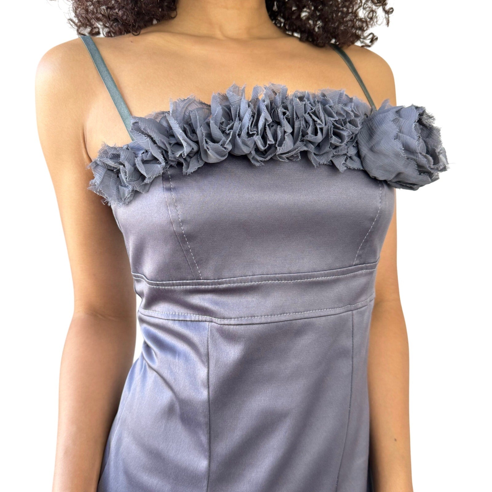 Vintage 90s Grey Satin Midi Dress (XS/S) Vintage 90s Grey Satin Midi Dress (XS/S)