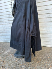 Vintage Black Asymmetrical Drawstring Utility Maxi Skirt (M)