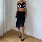 Vintage Italian Asymmetric Mesh Skirt (XS)