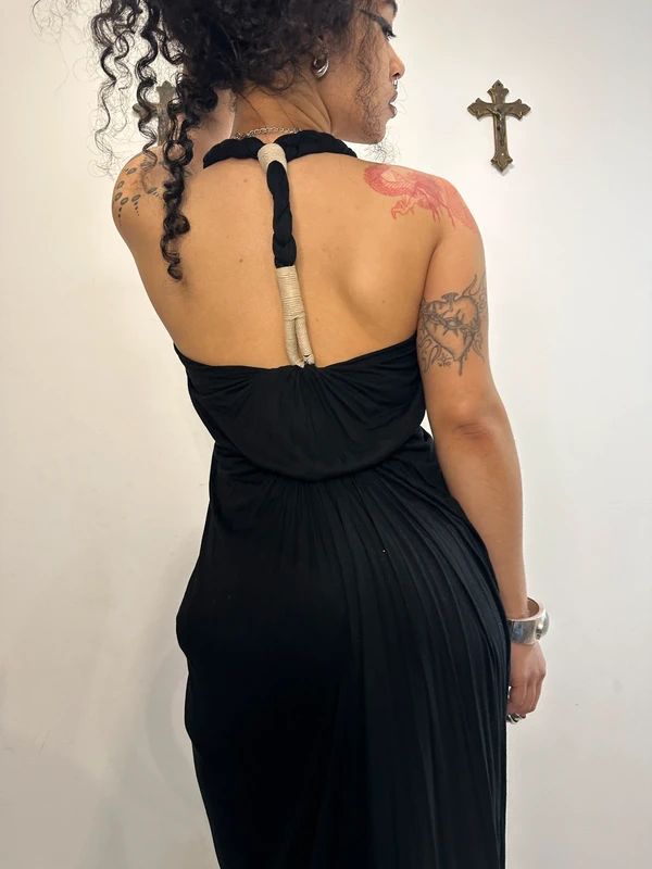 Vintage AllSaints Rope Black Avant Garde Long Dress (XS/S)