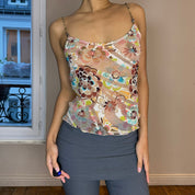 Vintage Floral Mesh Cami Tank (S)