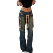 Vintage Low Rise Fringe Jeans (S) ⠀