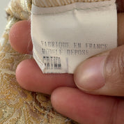 Vintage French Designer Mint Mesh & Brocade Blouse (S/M)