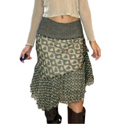 Vintage Silk Asymmetric Midi Skirt (S/M)