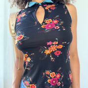 Vintage Floral Keyhole Top (XS/S)