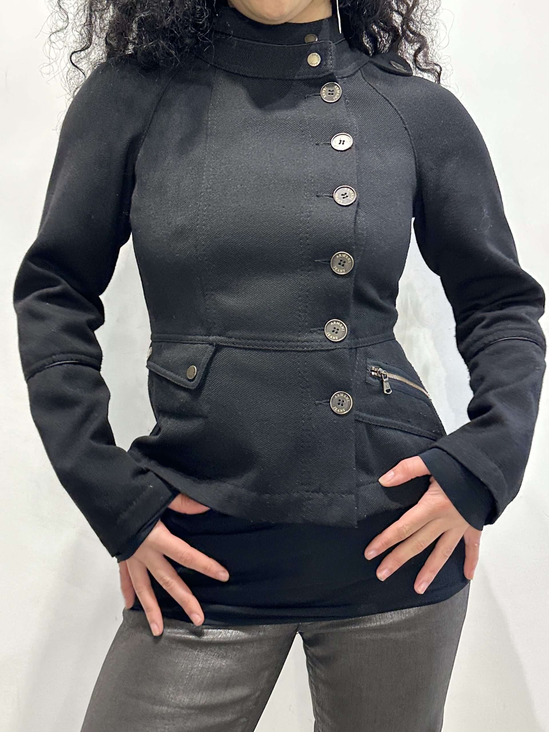 Vintage Armani Black Military Jacket (S)