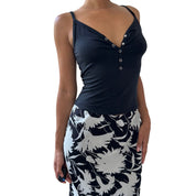 Vintage Italian Black Slinky Top (S/M)
