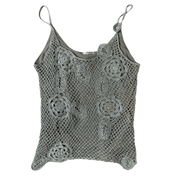 Vintage Silver Knit Crocheted Tank (S/M)