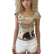 Sonia Fortuna Floral Mesh Top (S)