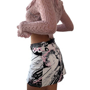 Iceberg Comic Print Denim Mini Skirt (XS/S)