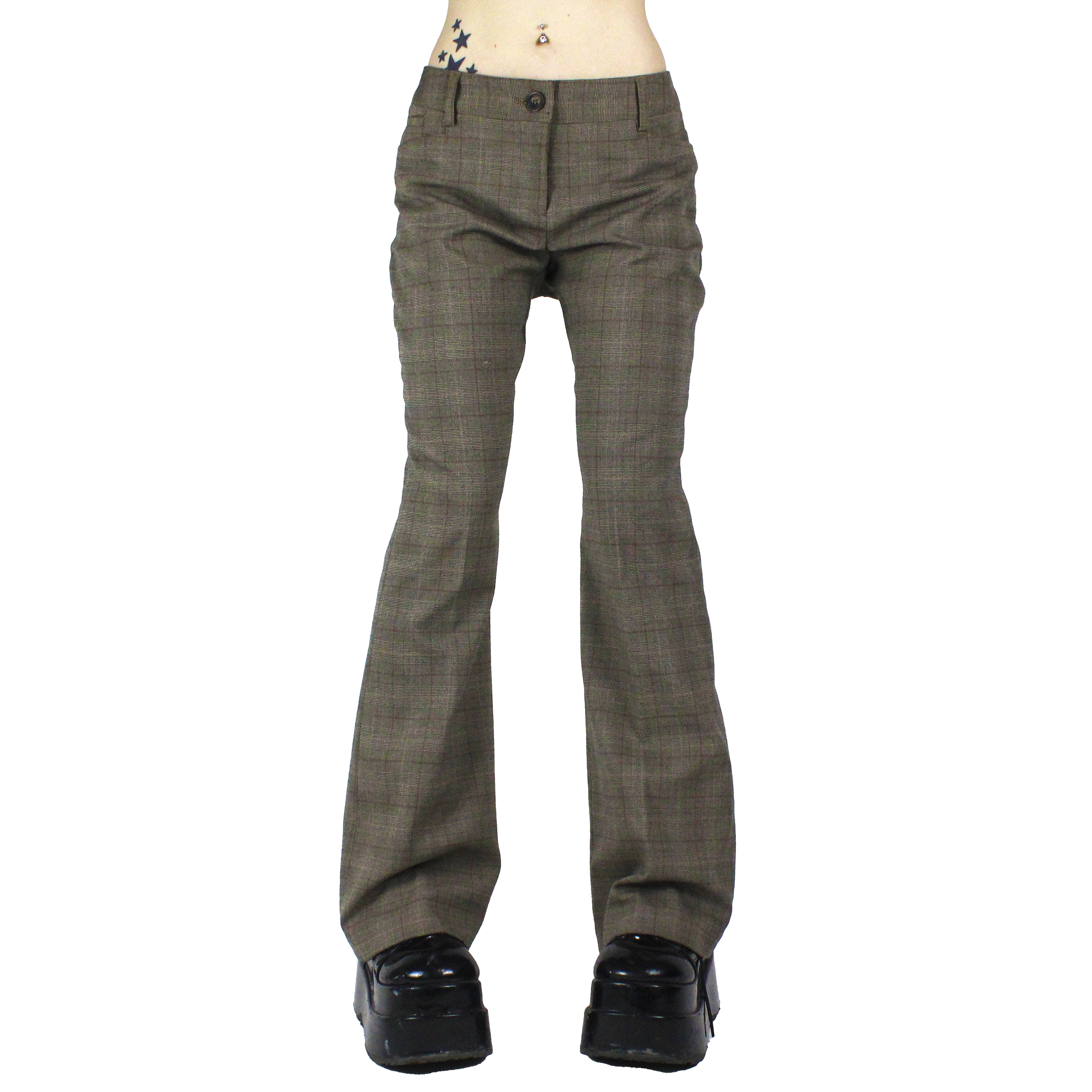 90s Brown Plaid Flares (S)
