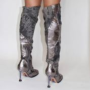 Silver Dusk Denim Knee High Boots (5-15)