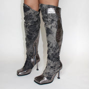 Silver Dusk Denim Knee High Boots (5-15)