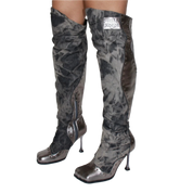 Silver Dusk Denim Knee High Boots (5-15)
