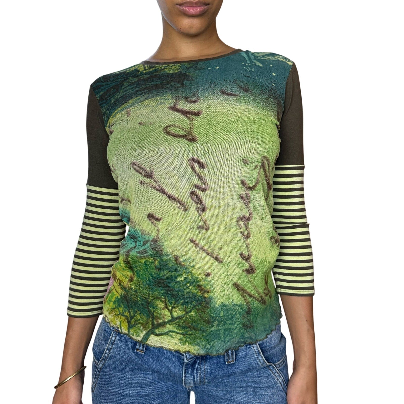 French Vintage 00s Multi Graphic Mesh Tee (XS/S)