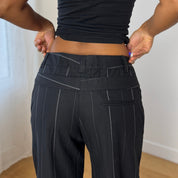 Vintage Italian Black Pinstripe Flare Trousers (S)