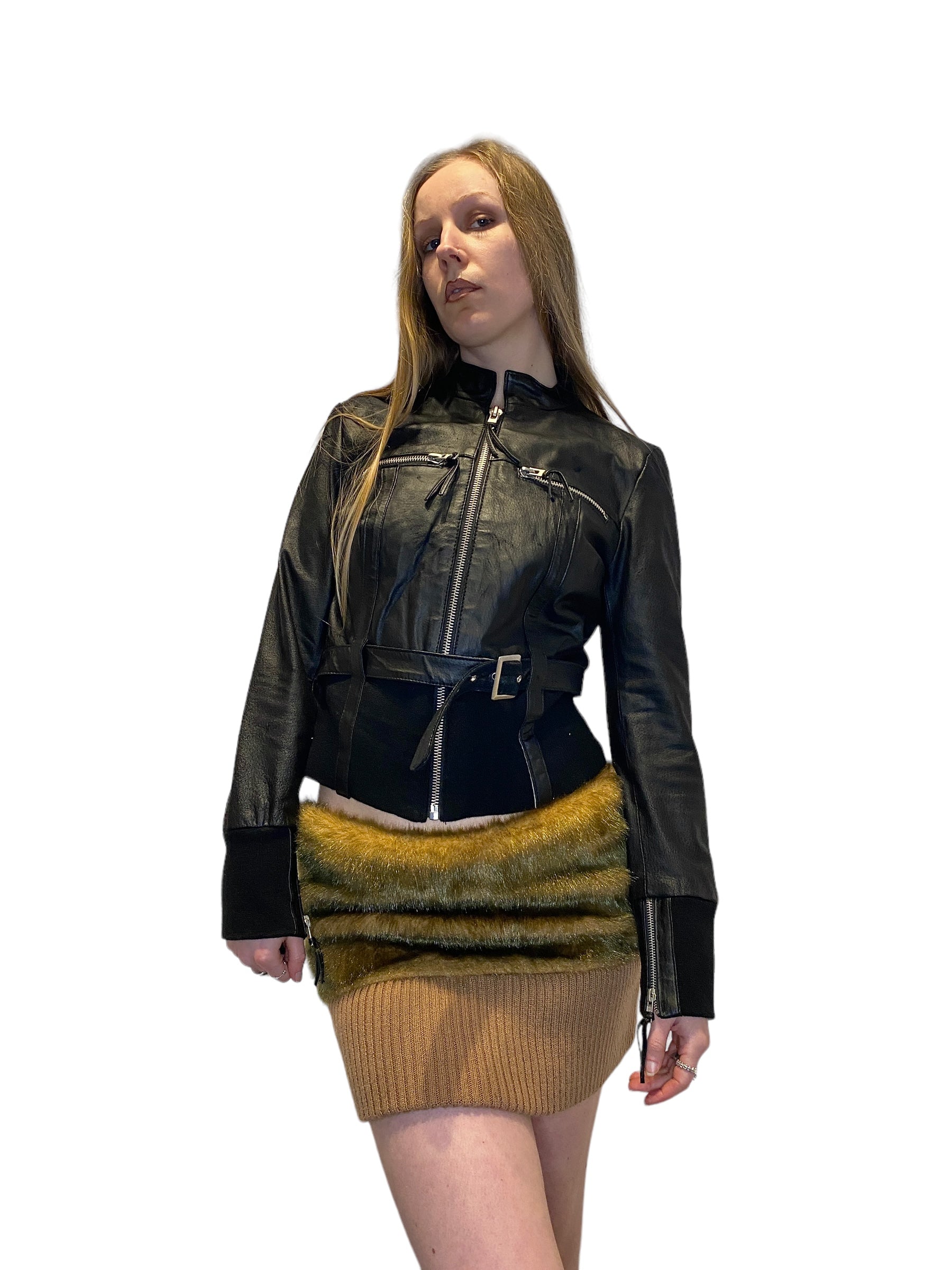 Faux Fur Mini Skirt (S/M) / Y2K Fur Bandeau Top (L)