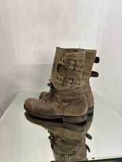 Vintage Suede AllSaints Leather Buckle Ankle Boots (UK 5 EU 38 US 7)
