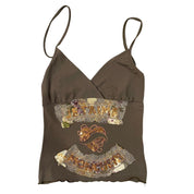 00s khaki halter tank with sequin details (S/M)